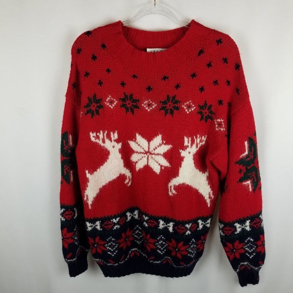Studio Michelle‎ Stuart sweater hand knit reindeerM